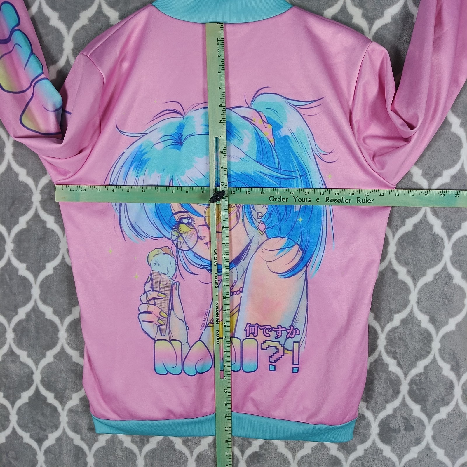 Vapor95 Nani Bomber Jacket Women Large Pink Blue Anime Graphic Vaporwave Kawaii — image 3 of 8
